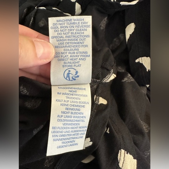 BODEN Ballet Dress Brush Stroke Tie Waist Fit Flare Black Ivory Knit Mint Cond - Picture 10 of 11